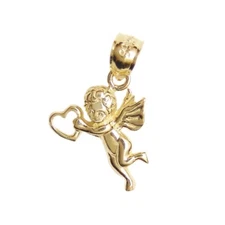 New 14k Yellow Gold Angel Charm Pendant