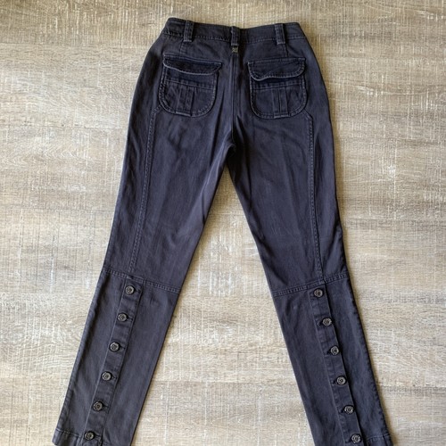 Tru TRUSSARDI pants women's EU 40 corduroy Trousers Tapered button leg Black - Picture 12 of 12