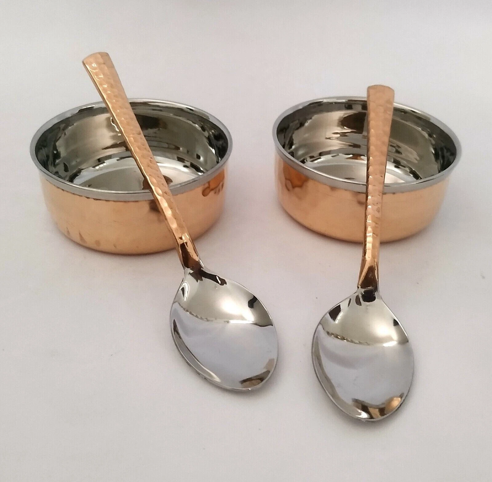 Hammered Stainless Steel Copper Bowl Dinner Serving Bowl With 2 Spoon
Opens in a new window or tab