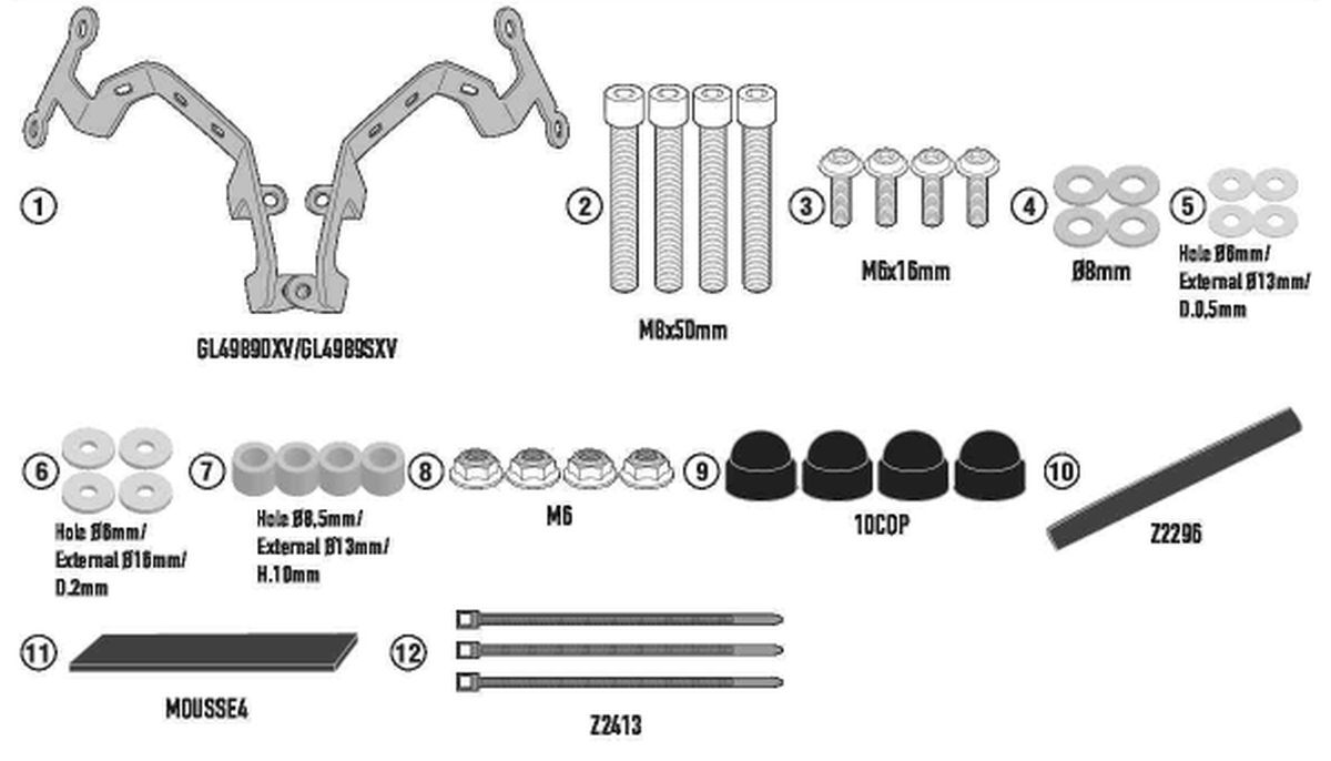 Support de pare-brise 1176AK CF Moto NK 650 kit fixation bulle moto 2021
