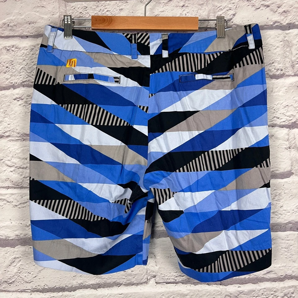 Pantalones cortos LOUDMOUTH GOLF para mujer 16 azul geométrico diamante divertidos 9" Foto 3 de 4