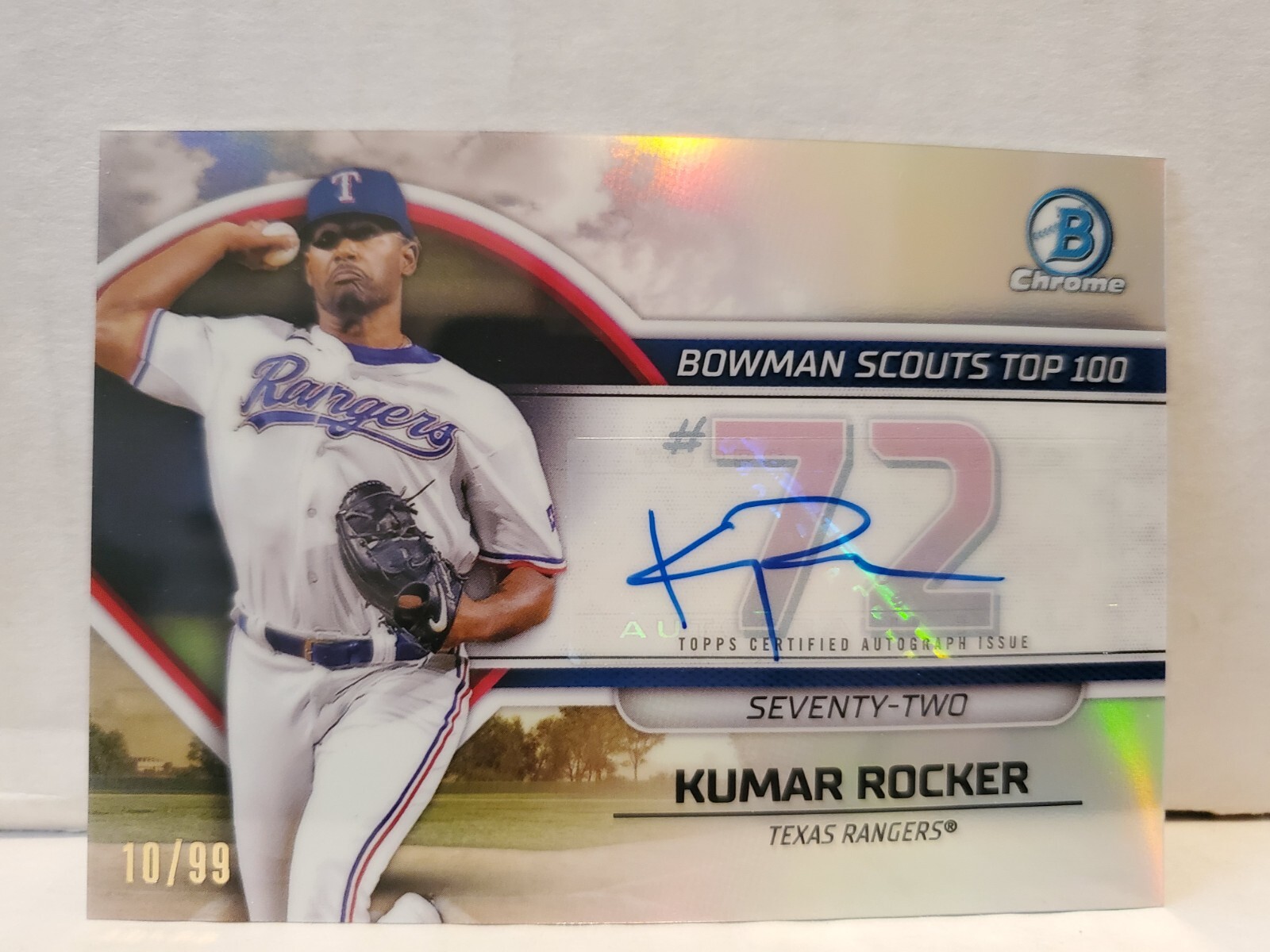 Kumar Rocker 2023 Bowman Chrome Scouts Top 100 Prospects Auto /99 RC