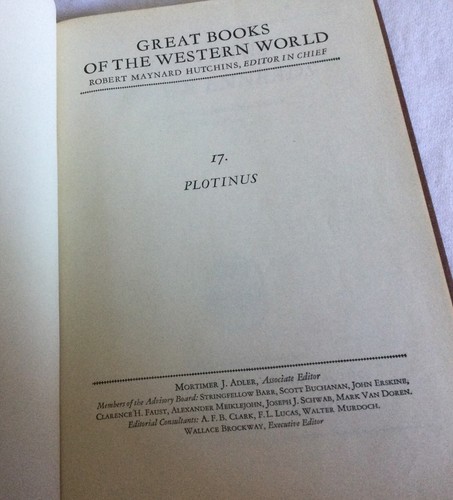 Britannica Great Books of the Western World Vol 17: Plotinus 1952 Hardcover - Foto 5 di 12