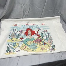 The Little Mermaid Standard Pillowcase Double Sided 31" x 19" Vtg 1990's Disney