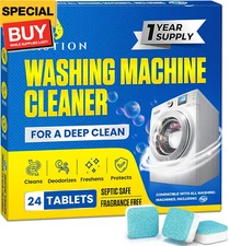 Washing Machine Cleaner Tablets 24 pack Powerful Descaler -Deep Cleaning for HE 