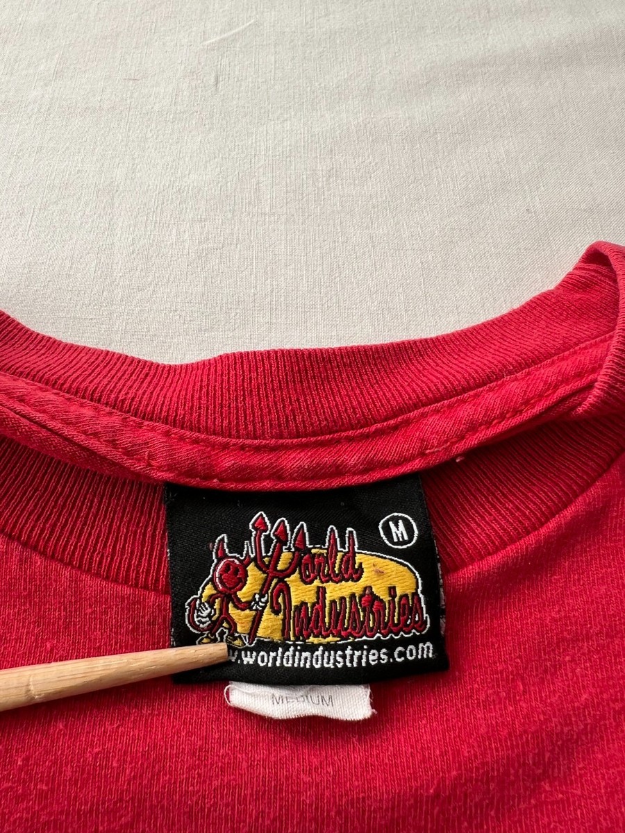 Vintage 90s World Industries Skateboards Red T-shirt Sz M | eBay