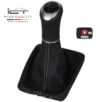 ICT Schaltknauf Schaltsack Leder für VW Passat 3C / CC / B6 Naht silber B61