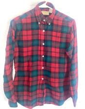 VTG LL Bean Shirt Long Sleeve Red Plaid Flannel Outdoor Cotton USA made Womens 8