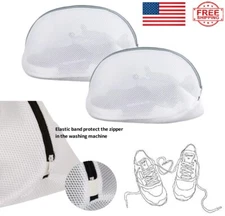 1/2Pcs Reusable Mesh Shoe Washing Laundry Bags with Zips for Washing Machine