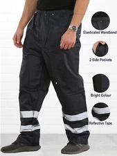 Hi Viz Vis Rain Over Waterproof Trouser Hi Visibility Safety Work Bottoms Pants