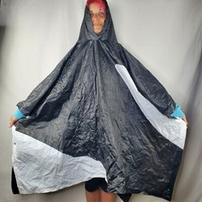 VTG RARE Sea World Vinyl Black White Rain Poncho Shamu Killer Whale One Size EUC