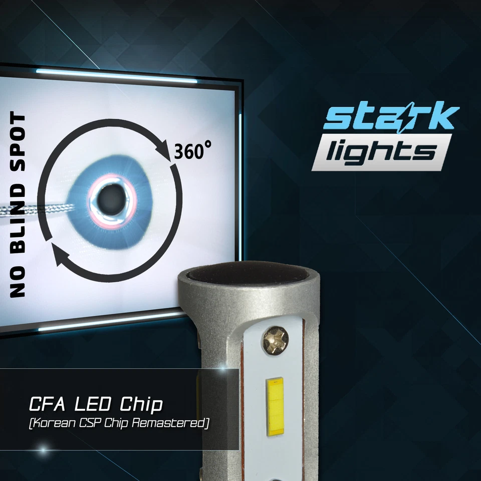 Stark APX 90W 9600LM LED Light 8000K Bulbs Blue Chip Kit - Headlight High Fog - Image 3 of 4