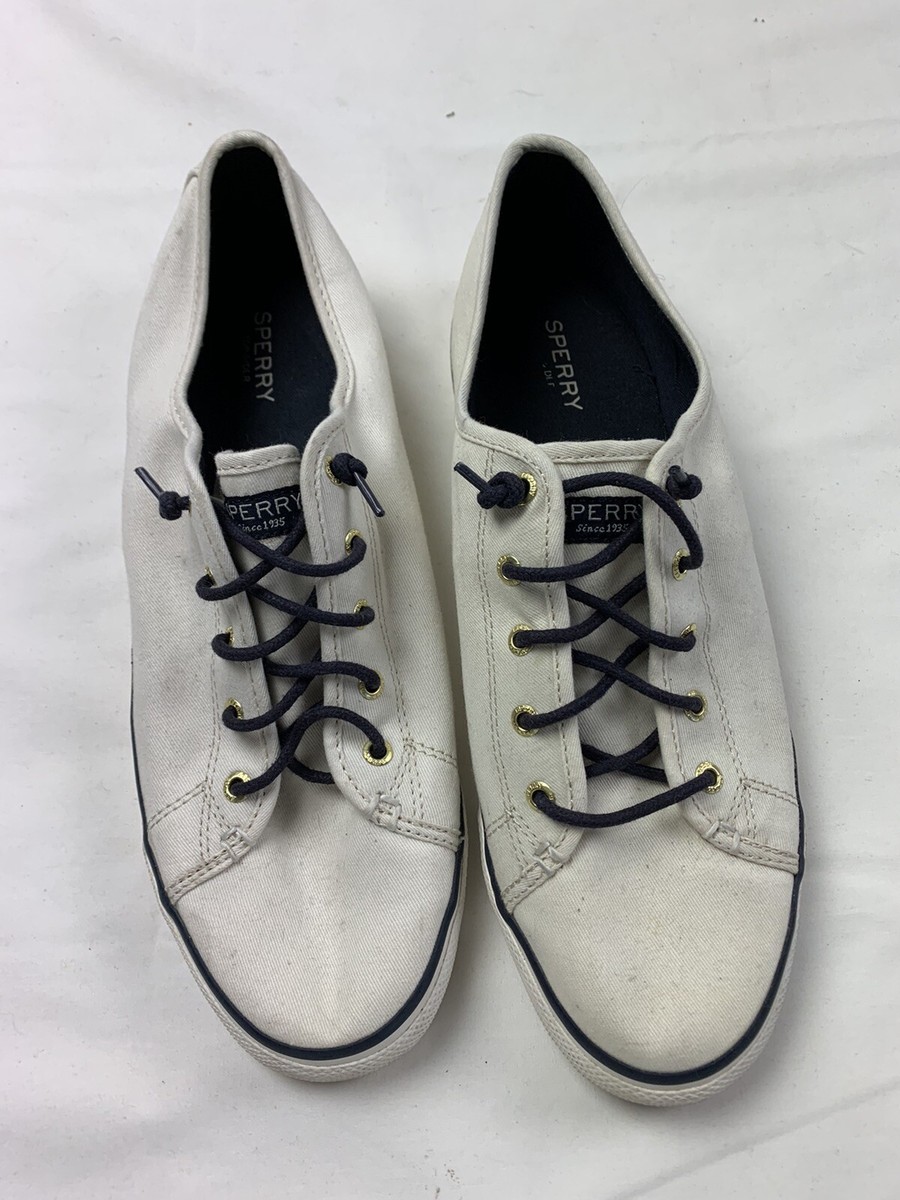 Sperry Top-Sider Womens STS90549 SeaCoast IVORY Canvas Boat Shoe Sneakers  Sz 12
