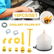 15 Piece Spill Proof Radiator Coolant Filling Funnel Kit Car Auto Fluid Oil Set