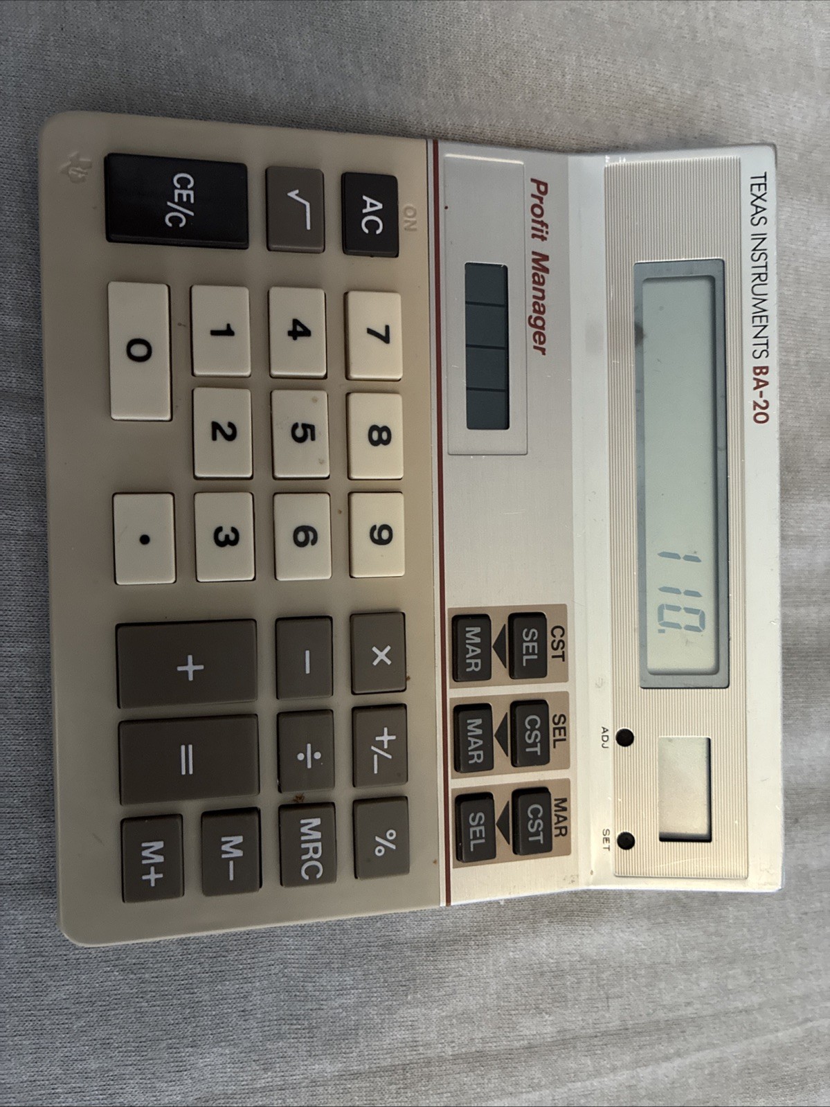 Texas Instruments TI Vintage BA-20 Profit Manager Solar Powered Calculator WORKS