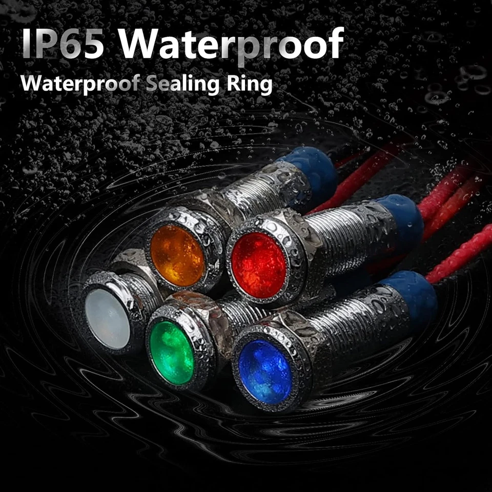Indicator Light 6Mm 1/4" Waterproof IP65 Metal Signal Lamp 12V-24V AC/DC - Image 3 of 4