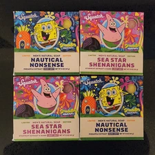 4 Pack: Dr. Squatch Mens Natural Soap Bars SPONGEBOB SQUAREPANTS Limited Edition
