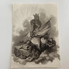 Homage of Song to the Hero  Allegorical Engraving of Medieval Armor and Glory 