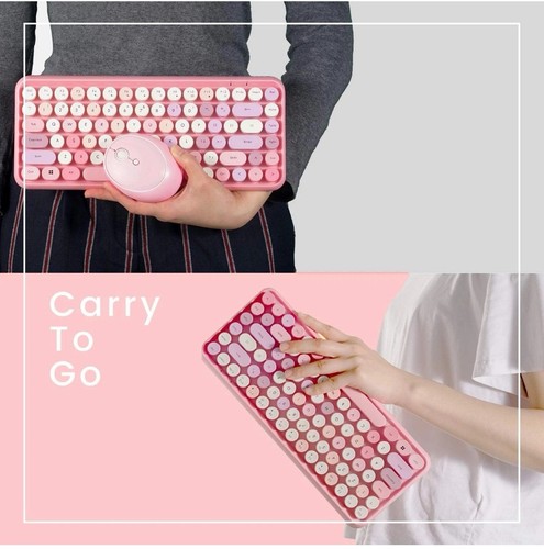 Perixx PERIDUO-713 Wireless 2.4 GHz Cute Keyboard and Mouse Combo, Retro Round - Afbeelding 4 van 10