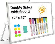 Dry Erase White Board, Magnetic Desktop Whiteboard 16 x 12inch with Stand, 10...