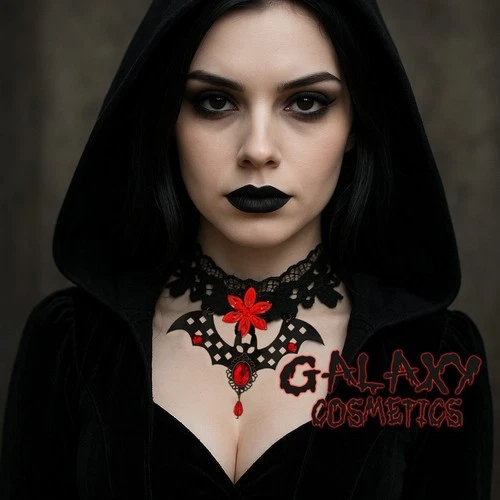 BLACK Lace Choker Red Gems Necklace Gothic Victorian Vampire Bat Witch Halloween