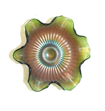 Vintage Fenton Stippled Iridescent Multi Colored Carnival Glass  Bowl 6"