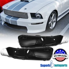Fits 2005-2009 Ford Mustang Front Bumper Lights Signal Lamps Black 05-09 Pair