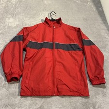 Nike Jacket Mens Large Red Black Windbreaker Full Zip Nylon Track Coat Athletic