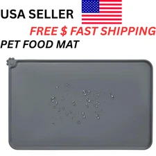 Pet Food Mat Cat Dog Puppy Silicone Feeding Non Slip Waterproof Bowl Mat 18x12in