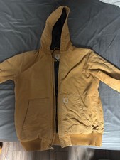 Mens Medium Carhartt Work Wear Full Zip Hooded Jacket Brown 104050-BRN J130