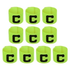 10pcs 11.8x2.8" Soccer Captain Armband Nylon Elastic Protective Badge Green