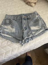 Women's Blue Denim Shorts With Detail Size Small 2/ SHEIN Waste Size 26