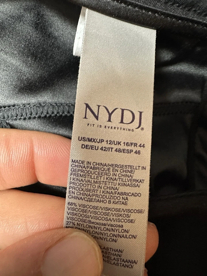 Pantalones NYDJ para mujer 12 negros tobillo ponte tejido elástico elevación pliegue comodidad profesional Foto 3 de 4