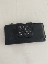 Portefeuille Lollipops noir simili-cuir avec doublure léopard