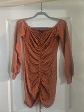 Rust Scruch Middle Sweater Dress Long Sleeve Women's Size M