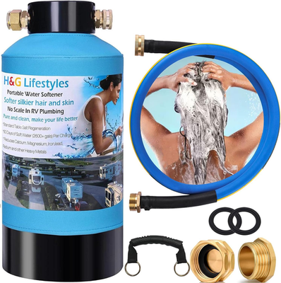 #ad ‎Portable Water Softener for RV with Water Hose Food Grade Resin 3 4quot; Brass Fit $233.99