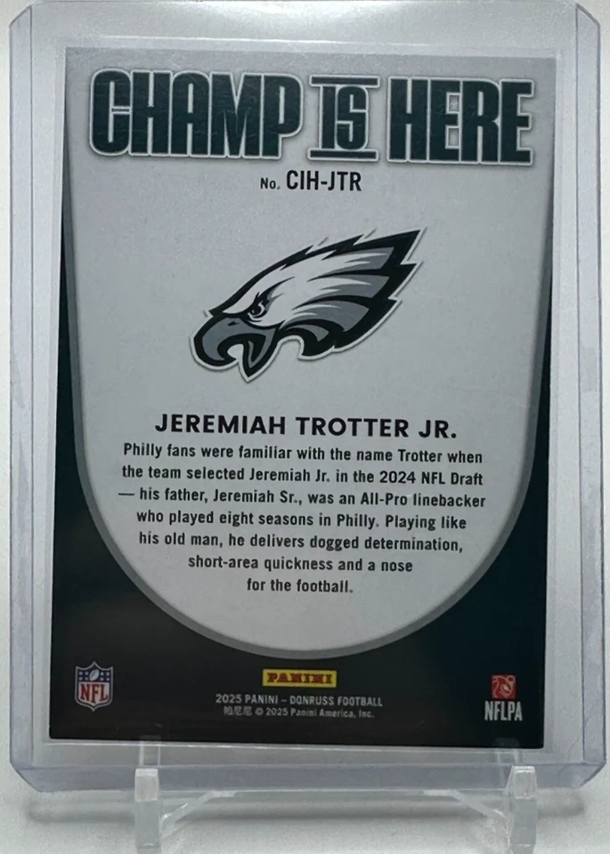 2025 Donruss - Champ Is Here Holo Jeremiah Trotter Jr. #CIH-JTR /100 Eagles (SP) - Image 2 of 2