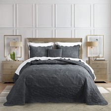 Oversized King Bedspread 128x120 Extra Wide, Quilted Coverlet Bedding Set, Li...