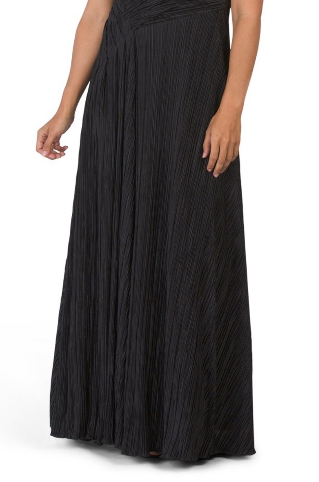 Women's Key Unger Contessa Plisse Sleeveless Boat Neck Gown Black Size 6 NWT