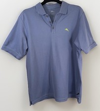 Tommy Bahama Blue Yellow Logo Supima Cotton Blend Preppy Polo Golf Shirt Sz M