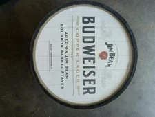 Budweiser Jim Beam Copper Lager Beer Bourbon Barrel Wooden Sign Display RARE 🔥