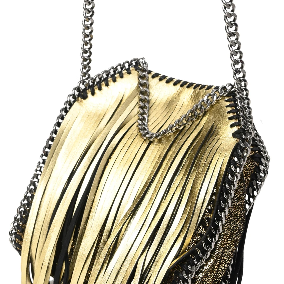 Bolso de Mano Stella Mccartney Pequeño Falabella Detalle de Flecos Plegable en Meta Uno Foto 4 de 4