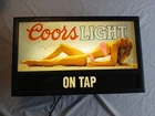 Coors Light Beer Vintage 1992 Lighted Bar Sign Light Swimsuit Girl On Tap 24x16