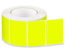 Removable Adhesive Rectangle Labels,  Fluorescent Yellow, 3" x 2",  1000 Count