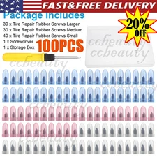 100Pcs Tire Repair Rubber Nails Tyre Puncture Repair Screws Kit w/ Screwdriver