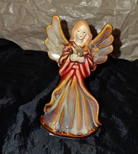 Ceramic Angel Figurine, Glazed 3D Effect, Red...