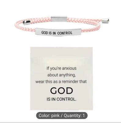 ''God is in Control'' adjustable bracelet (pink)