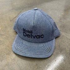 Vintage 90s Mobil Delvac Snapback Hat Blue Made In USA Style Master OSFA