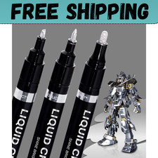 3PK Liquid Chrome Markers Set, Permanent Mirror Pens for Plastic, Metal, Art