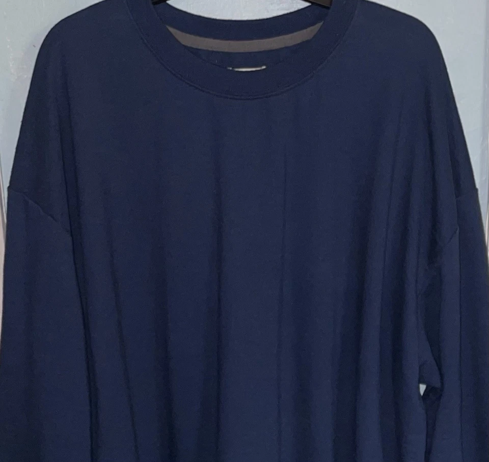 Men’s Anvil Solid Navy Blue Crewneck Long Sleeve Sweatshirt Sweater Size 3XL - Image 2 of 4